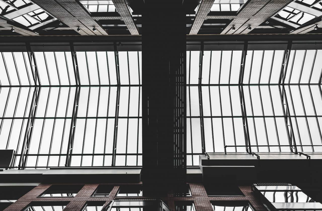 architecture, building, infrastructure, design, black and white, ceiling
, 