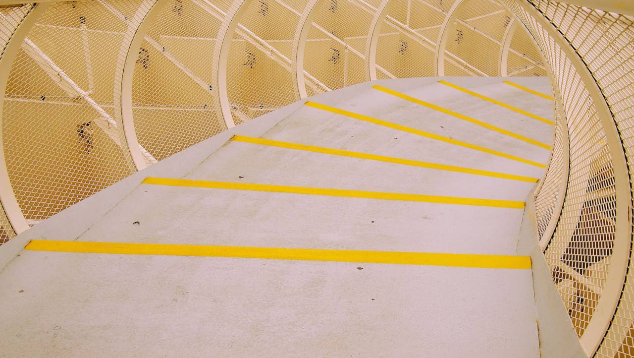 amarillo, arquitectura, diseño, estructura, pasarela,