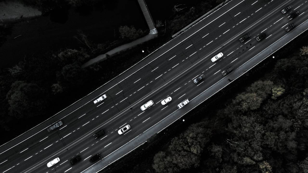 Blanco y negro, antena, vista, carretera, viaje, calle, coche, viajes, transporte, árbol, planta, naturaleza,