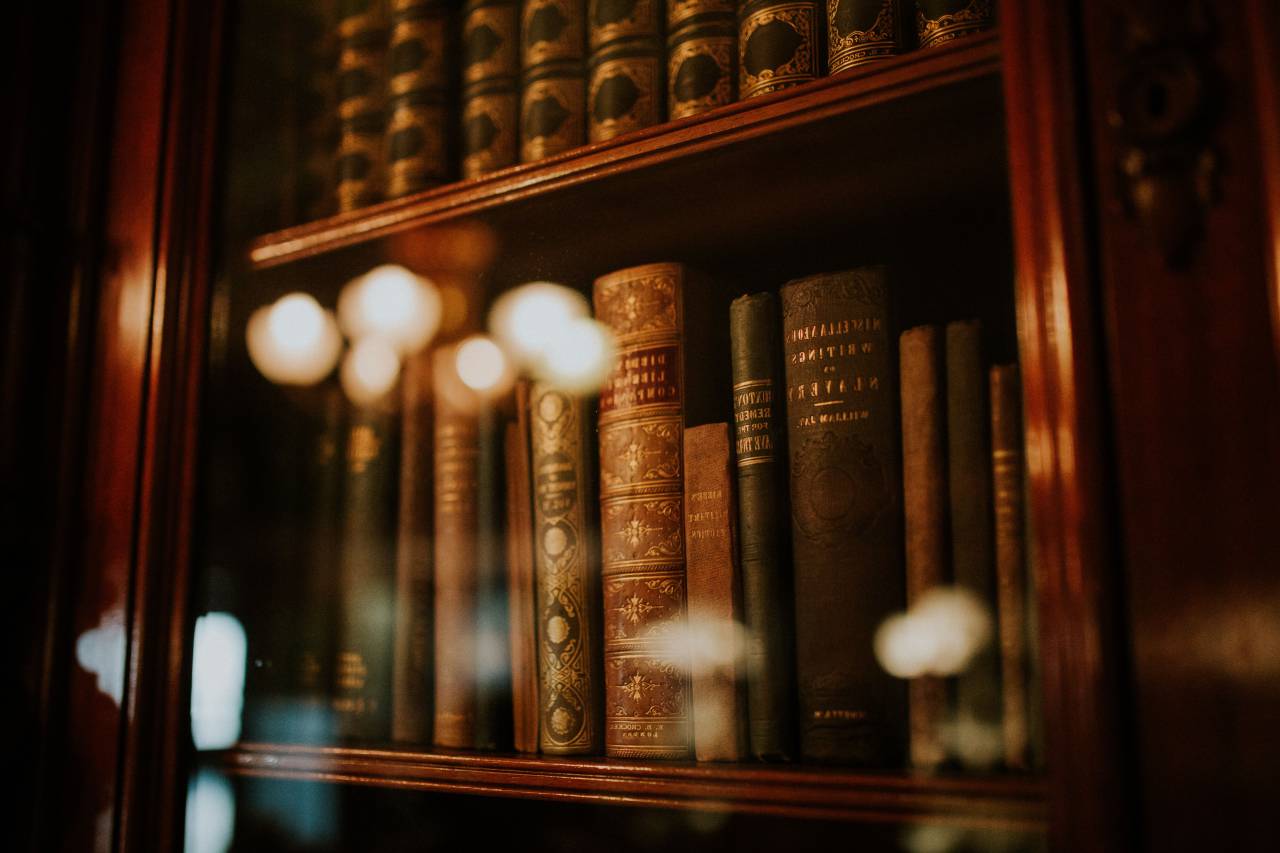 Libros, biblioteca, novela, conocimiento, rack, vidrio, reflexión, escuela, educación,
