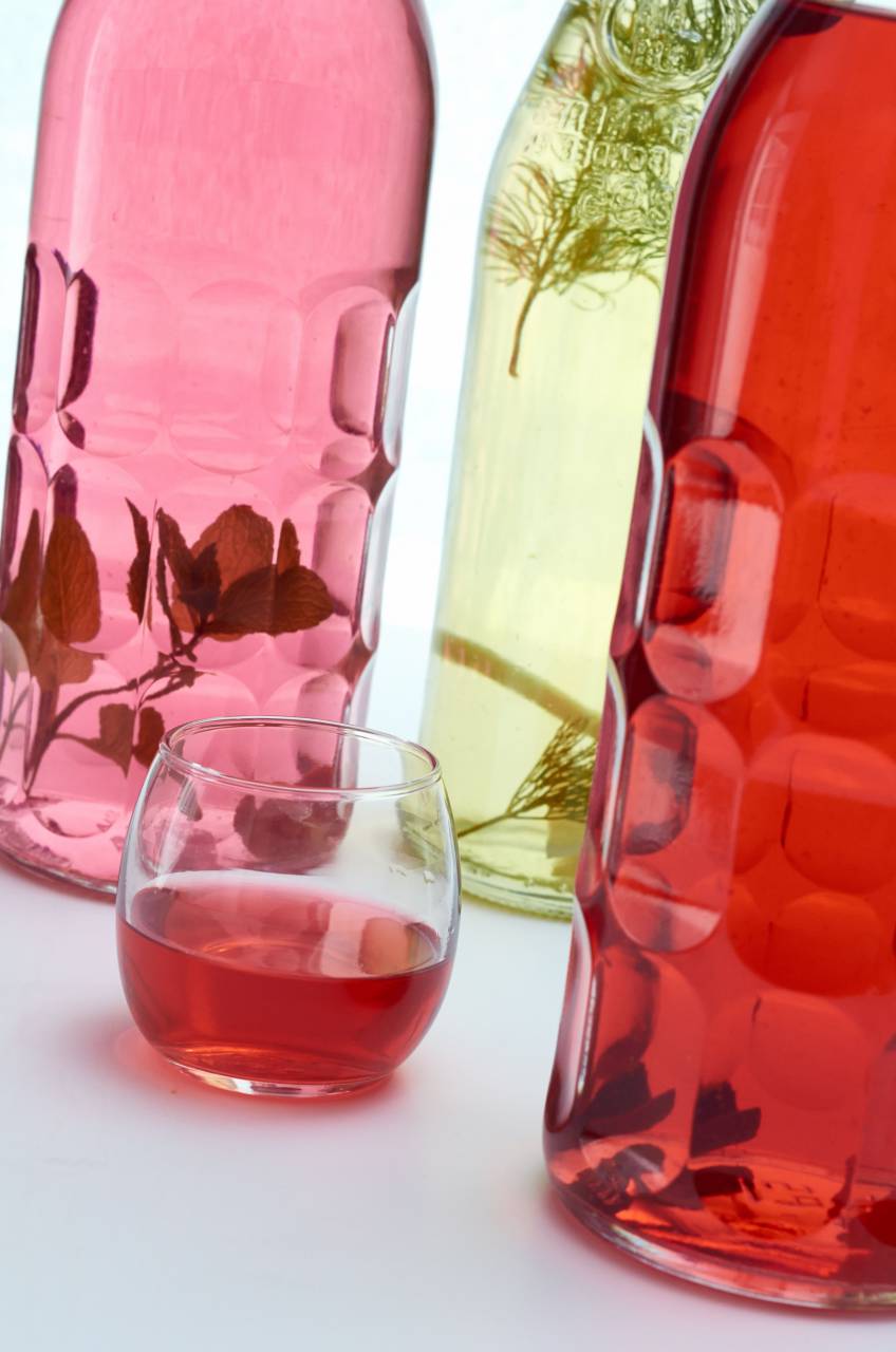 colored, bottles, spirits, vodka, herbs, bottle, beverage, alcohol, drink, color, liquid, object, booze, glass, cup, cocktail
, 