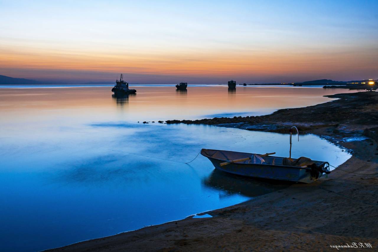 fishing, boat, sunset, sea, ocean, water, dusk, sunrise, orange, blue, sky, rowing boat, fishing boat, fish, calm, beautiful, wallpaper
, 