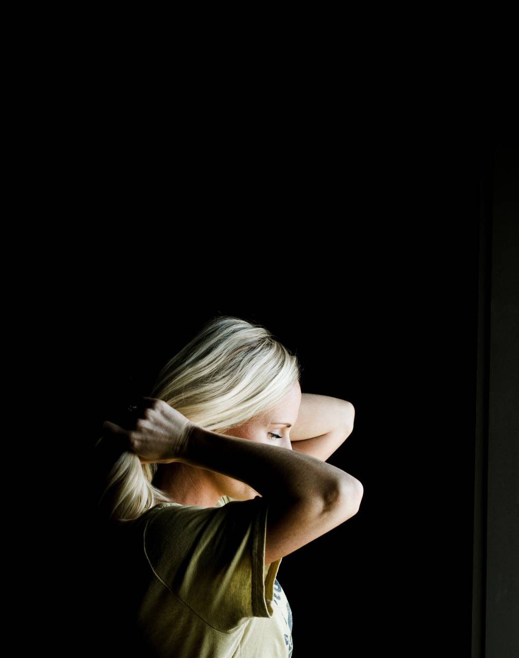 Niña, mujer, gente, solo, cabello, corbata, simple, negro, moda, modelo,