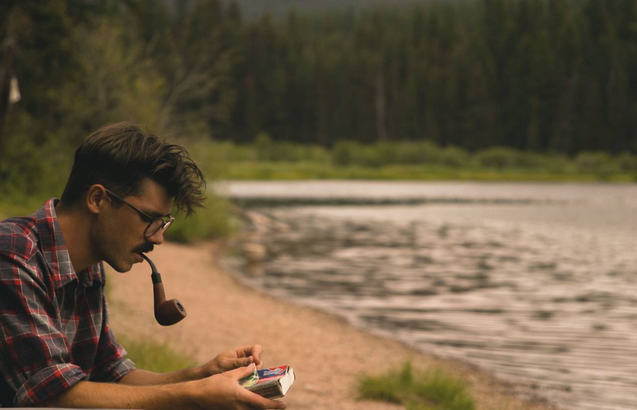 guy, man, pipe, smoking, eyeglasses, river, water, nature, outdoors, people
, 