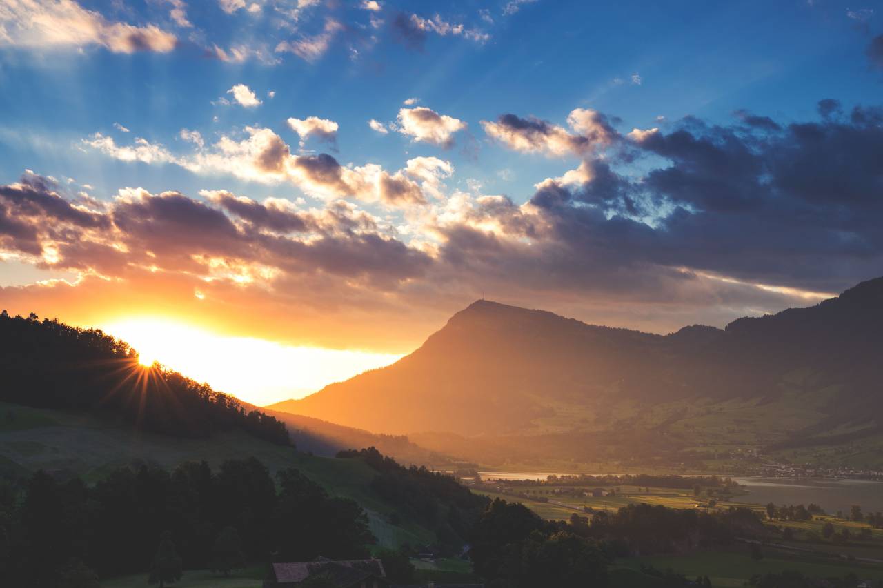 Montaña, tierras altas, nube, cielo, cumbre, cresta, paisaje, naturaleza, valle, colina, pico, vista, nubes, cielo, amanecer, luz del sol, sol,