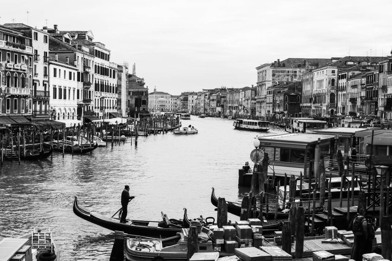 Venice, black, white, sea, water, vintage
, 