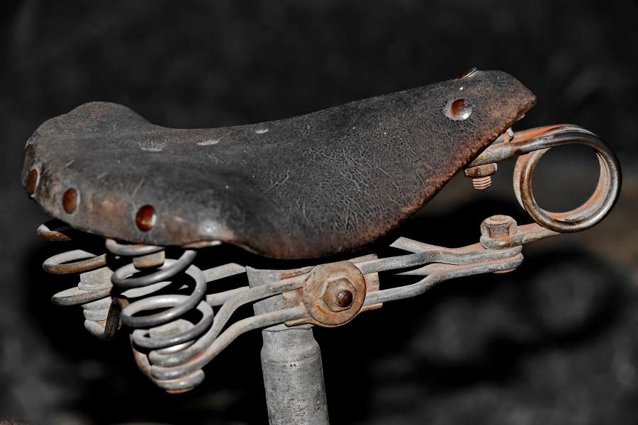 bicycle, leather, old, seat, device, rust 
