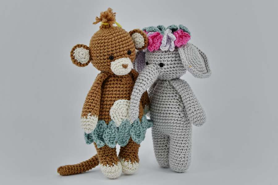 colorful, elephant, gifts, homemade, monkey 