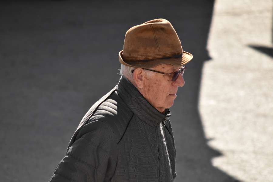 grandfather, hat, jacket, pensioner, profile 