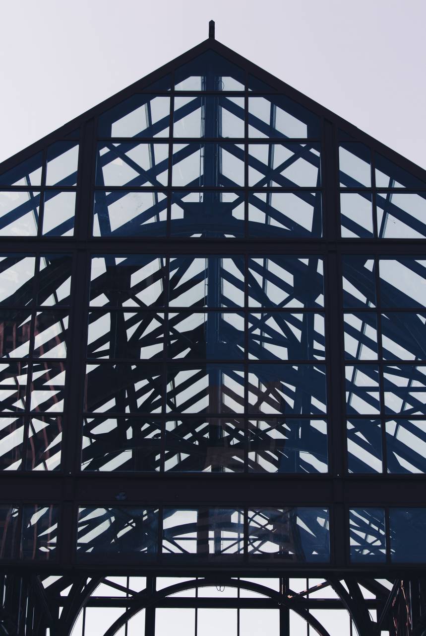architecture, building, infrastructure, structure, windows, roof, beams, metal, glass, silhouette, peak, modern, design, city, pattern, engineering
, 