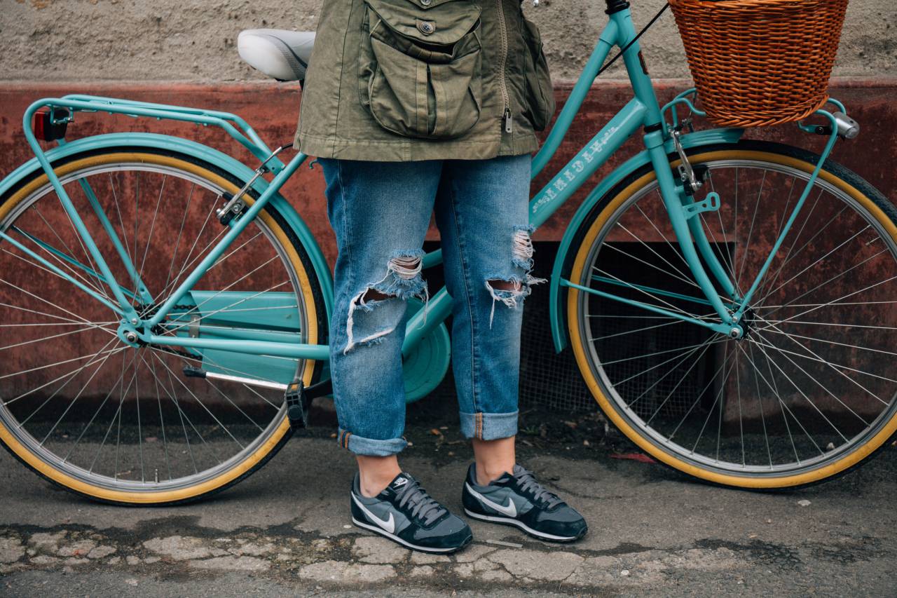 bicicleta, estilo de vida, estilo de vida, gente, moda, pantalones,