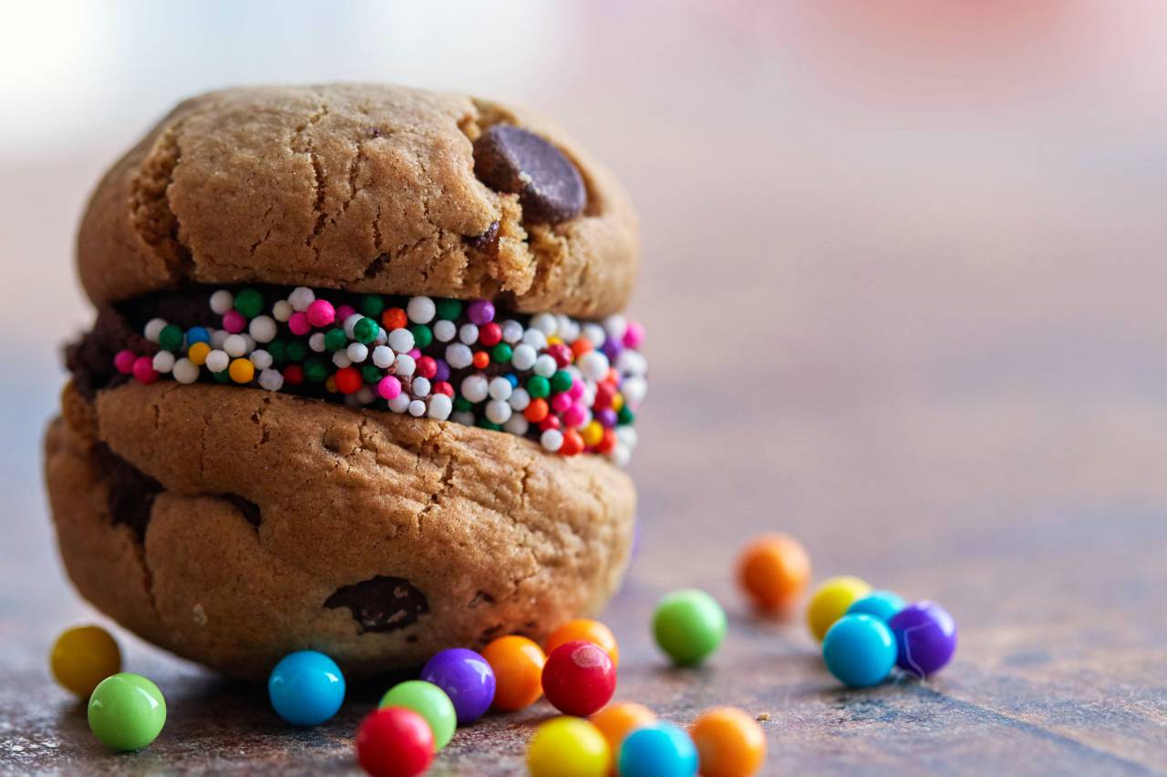 Galleta, sándwich, comida, dulce, postre, helado, crema, casero, asperja, chocolate, chip., bar, gourmet, caramelo, colorido, congelado, convite, horneado,