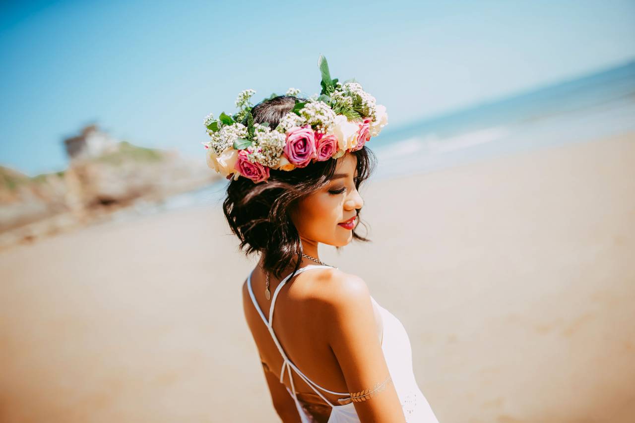 niña, joven, sexy, bohemia, mar, playa, frío, mujer, gente, persona, top, cielo, nube, retrato, belleza, al aire libre, puesta de sol, rubia, modelo,