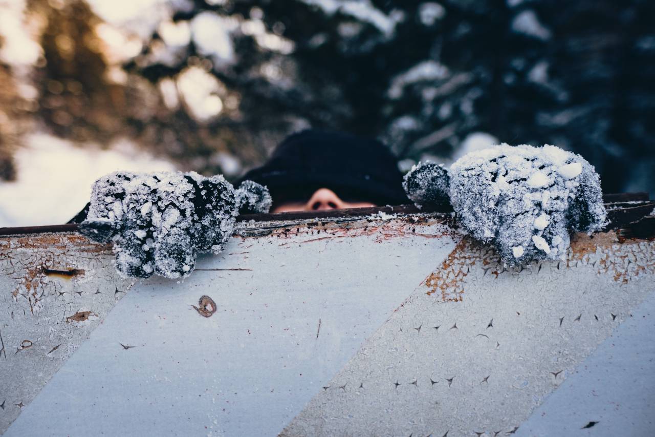 Gente, hombre, nariz, nieve, frío, árbol, bokeh, difuminar, guantes, valla, pintura, blanco