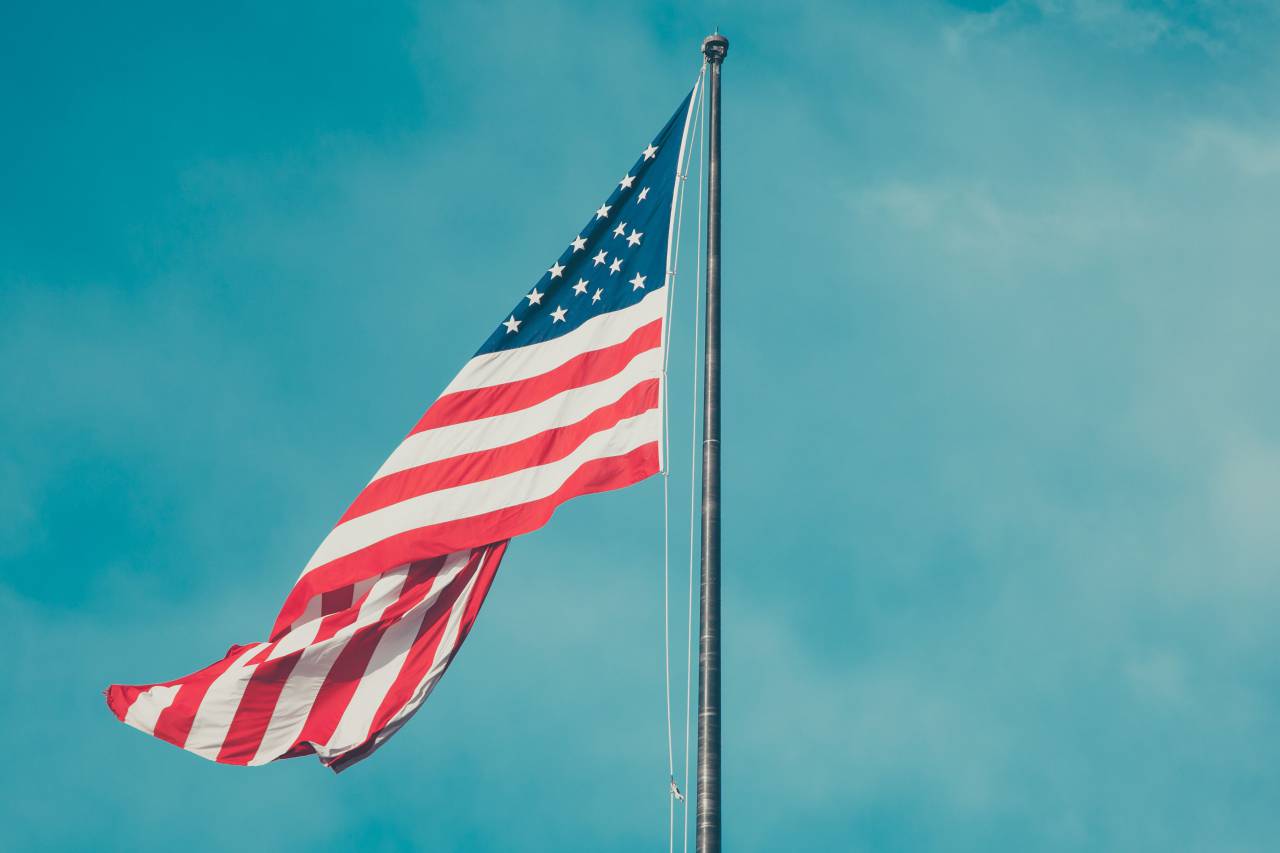 americano, bandera, azul, cielo, Estados Unidos, Estados Unidos, estrellas y rayas,