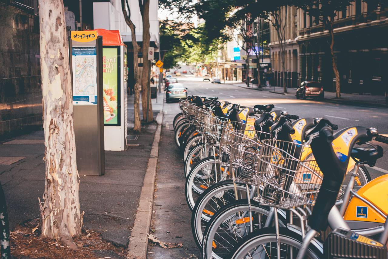 bicycle, bike, park, city, urban, street, building, trees, motorcycle, basket
, 
