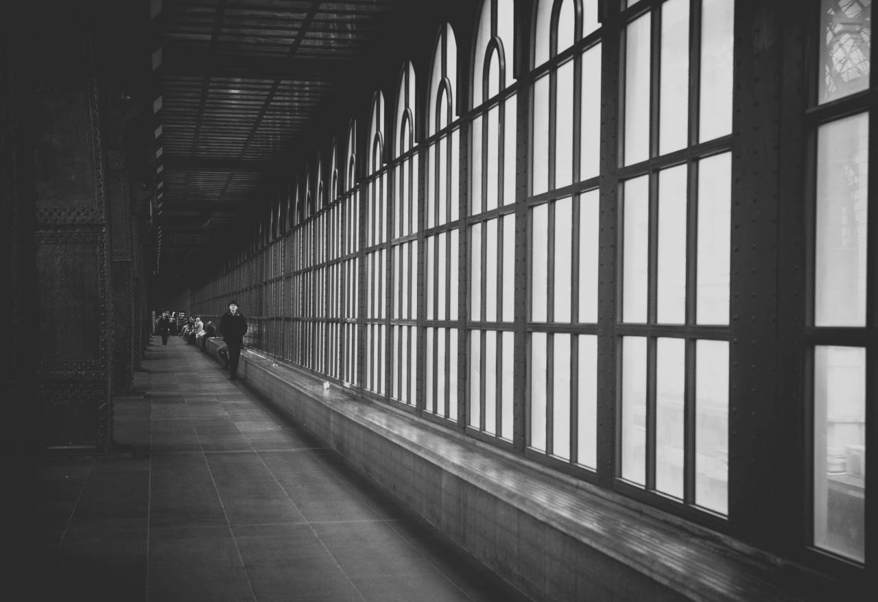 edificio, arquitectura, ventanas, blanco y negro,