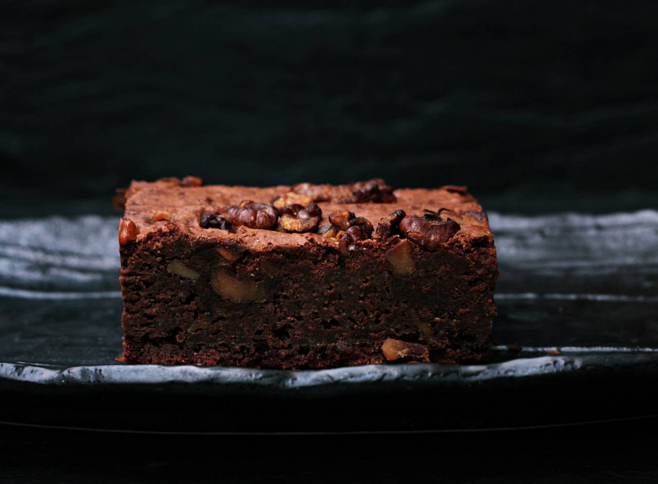 Postre, comida, chocolate, brownie, dulces, hornear, restaurante, nueces,