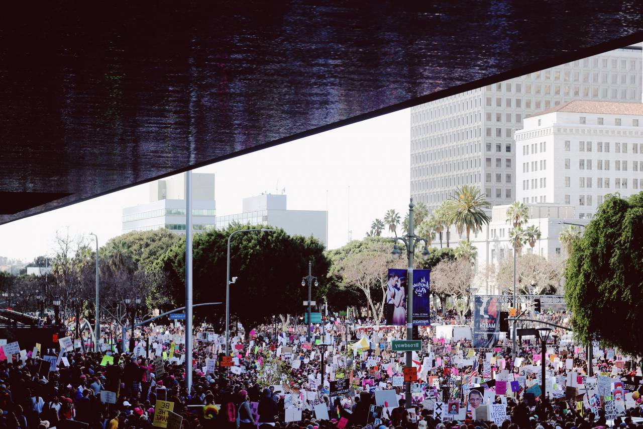 people, men, protest, rights, man, woman, sign, march, unity, trees, architecture, building, establishment
, 