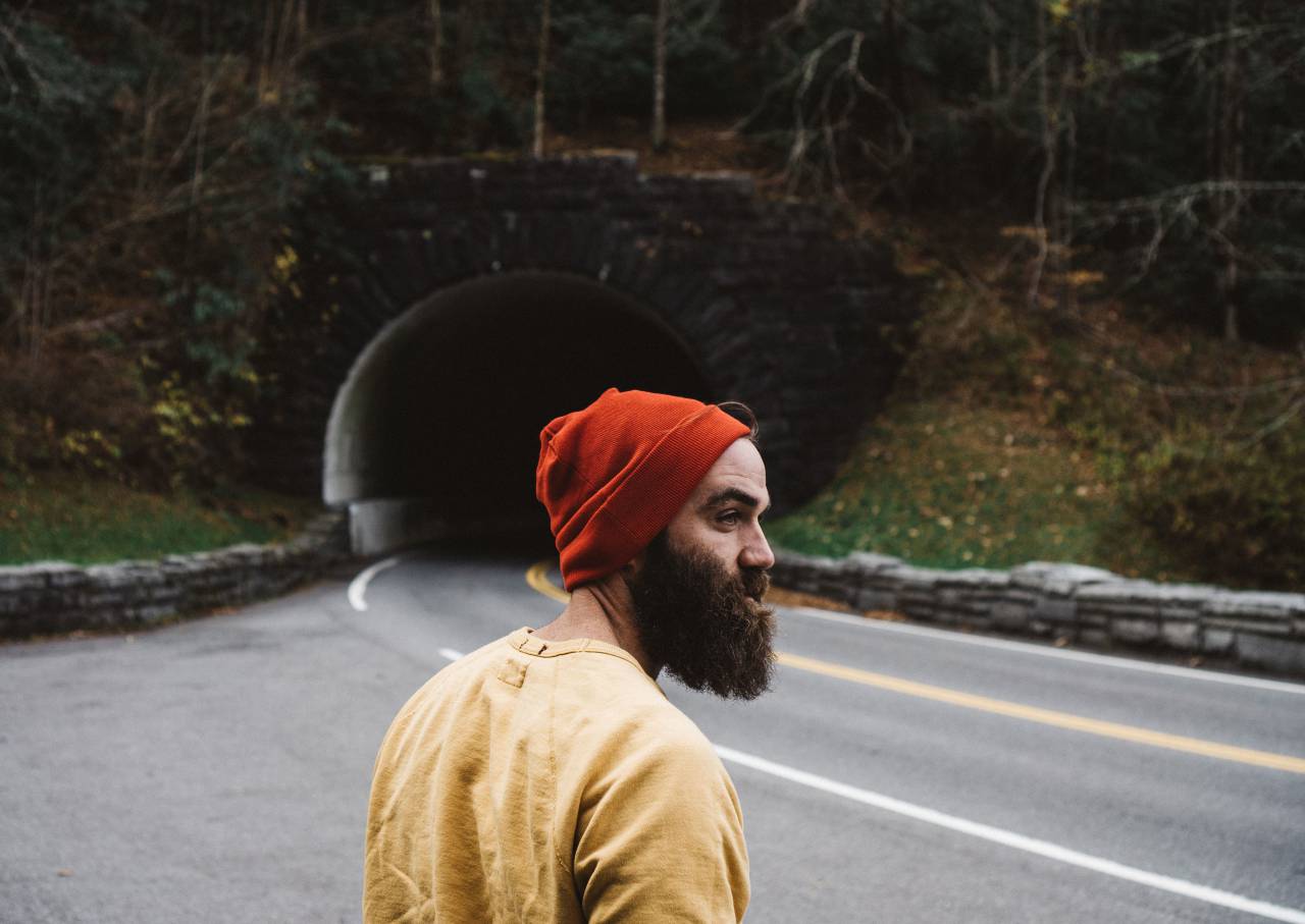 road, path, green, grass, trees, plants, nature, tunnel, dark, people, man, alone, beards
, 