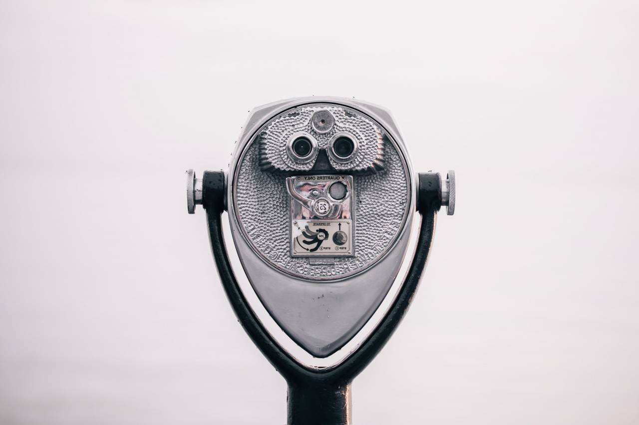 tower, viewer, binoculars, coast, shore, water, overcast, scenic, travel, tourism, classic, monochrome
, 