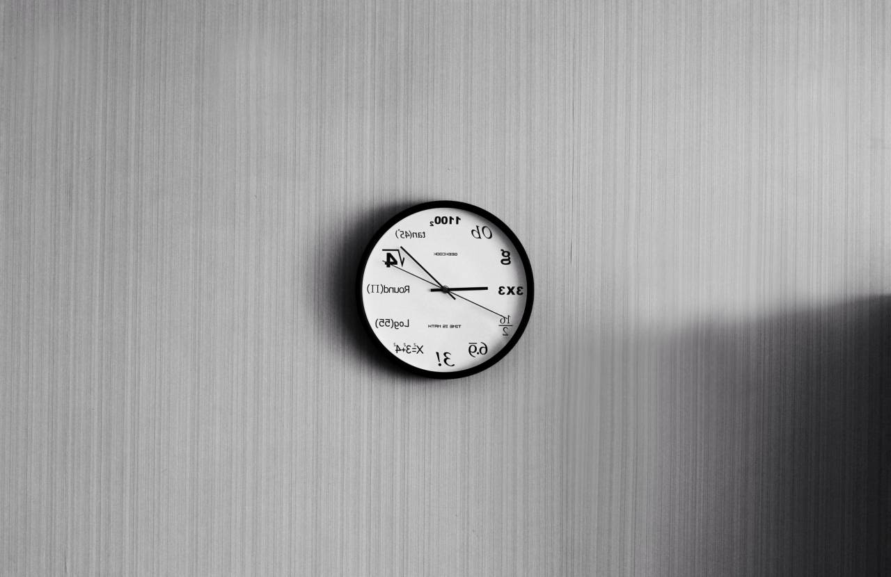 Pared, reloj, círculo, redondo, forma, interior, interior, tiempo, hora, minuto,