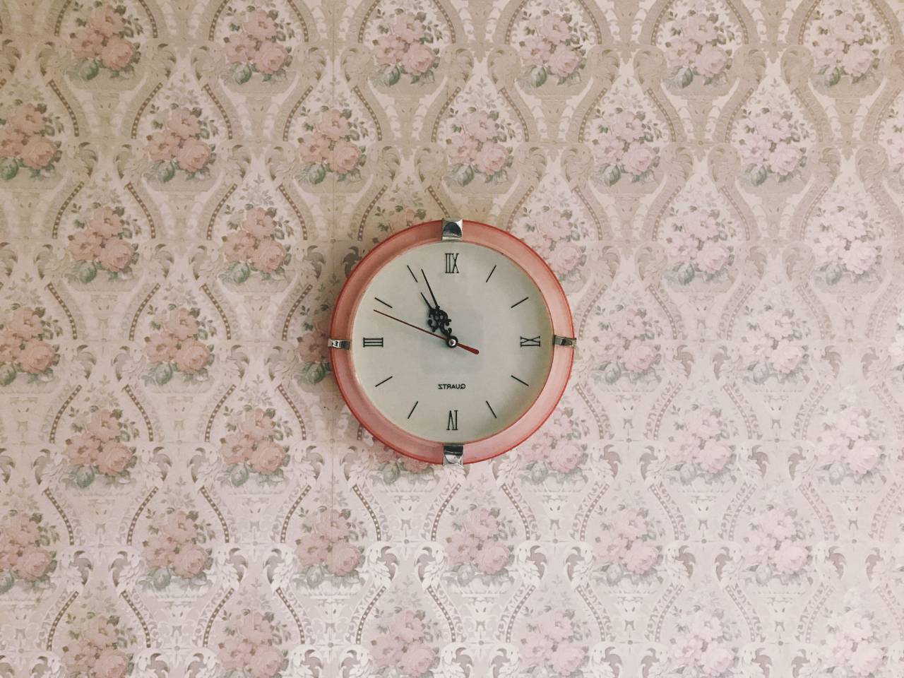 Pared, reloj, tiempo, círculo, arte,