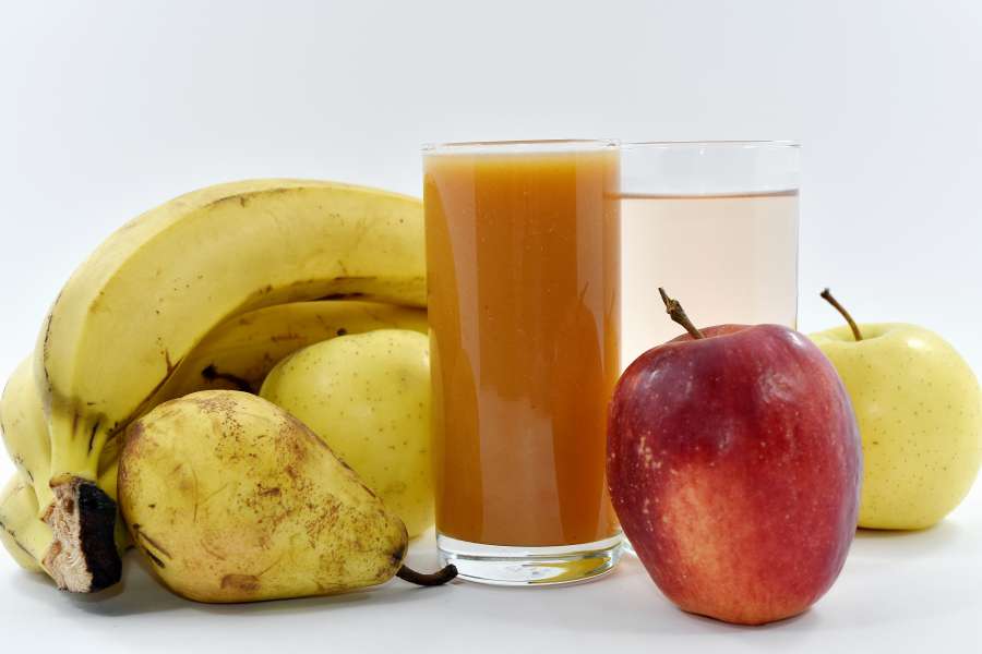 apples, banana, fruit cocktail, organic 