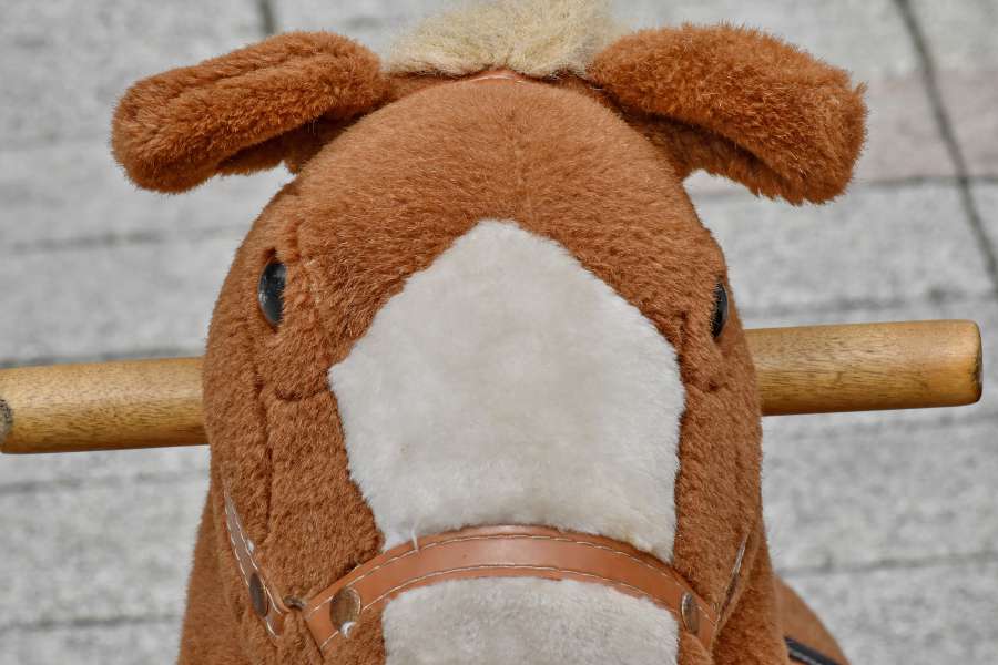 detail, funny, horse, outdoor, plush, street 