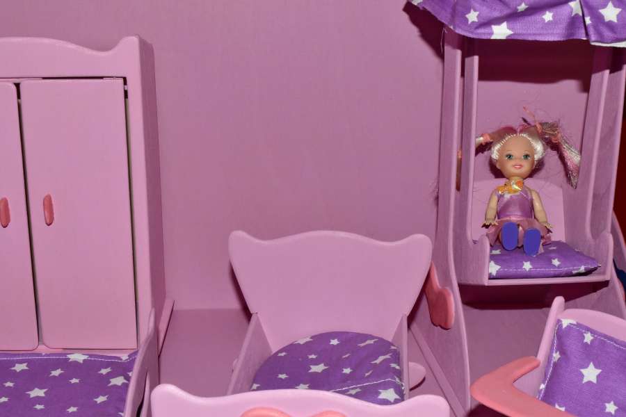 bedroom, furniture, miniature, pillow, pink 