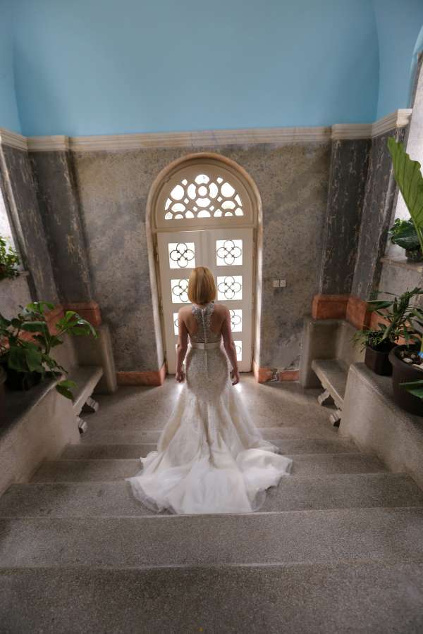 vestido, hermosa, niña bonita, escalera
