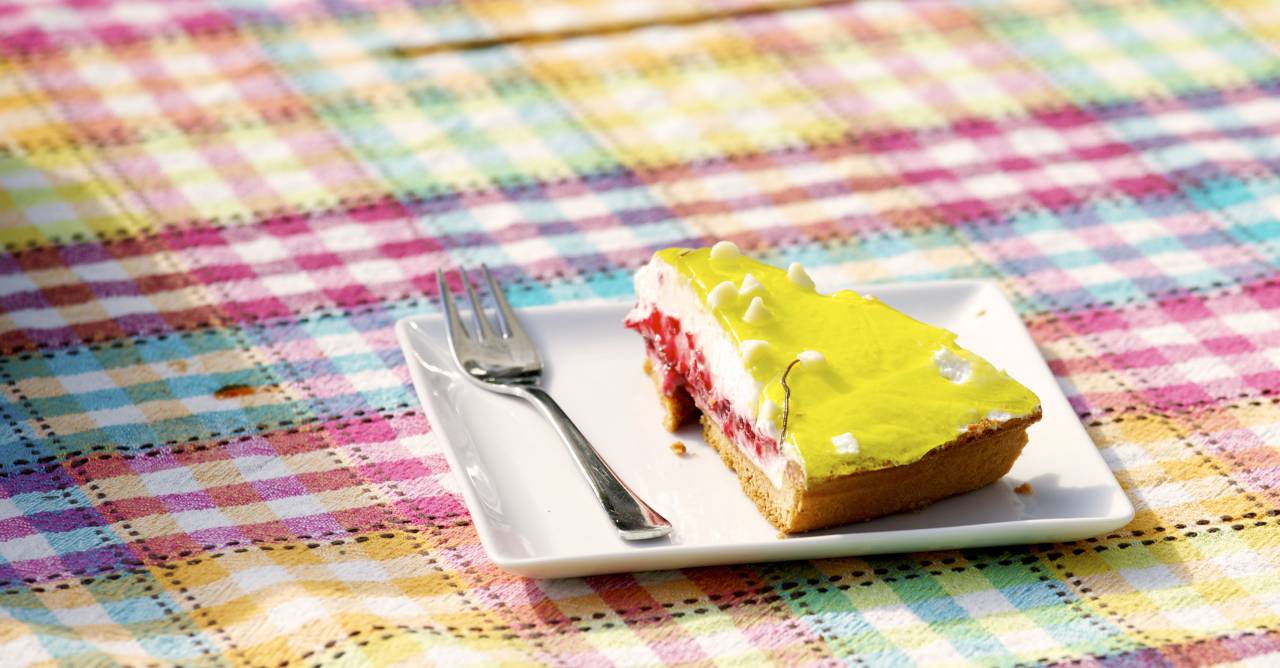 Pastel, dulce, postre, formación de hielo, hornear, hornear, comida, plato, horquilla, tela,