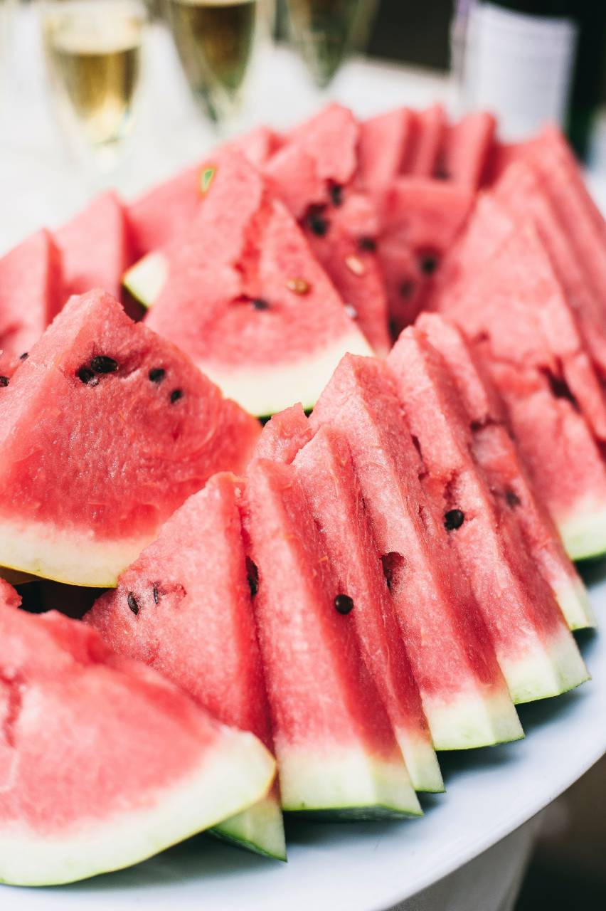 fresh, sliced, watermelon, fruit, red, pip, food, plate, close up
, 