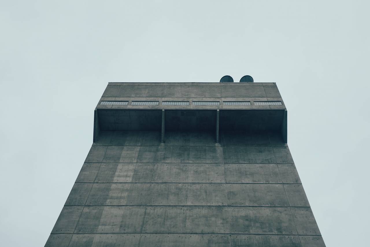 Torre, edificio, perspectiva, gris, industrial, cielo, arquitectura,