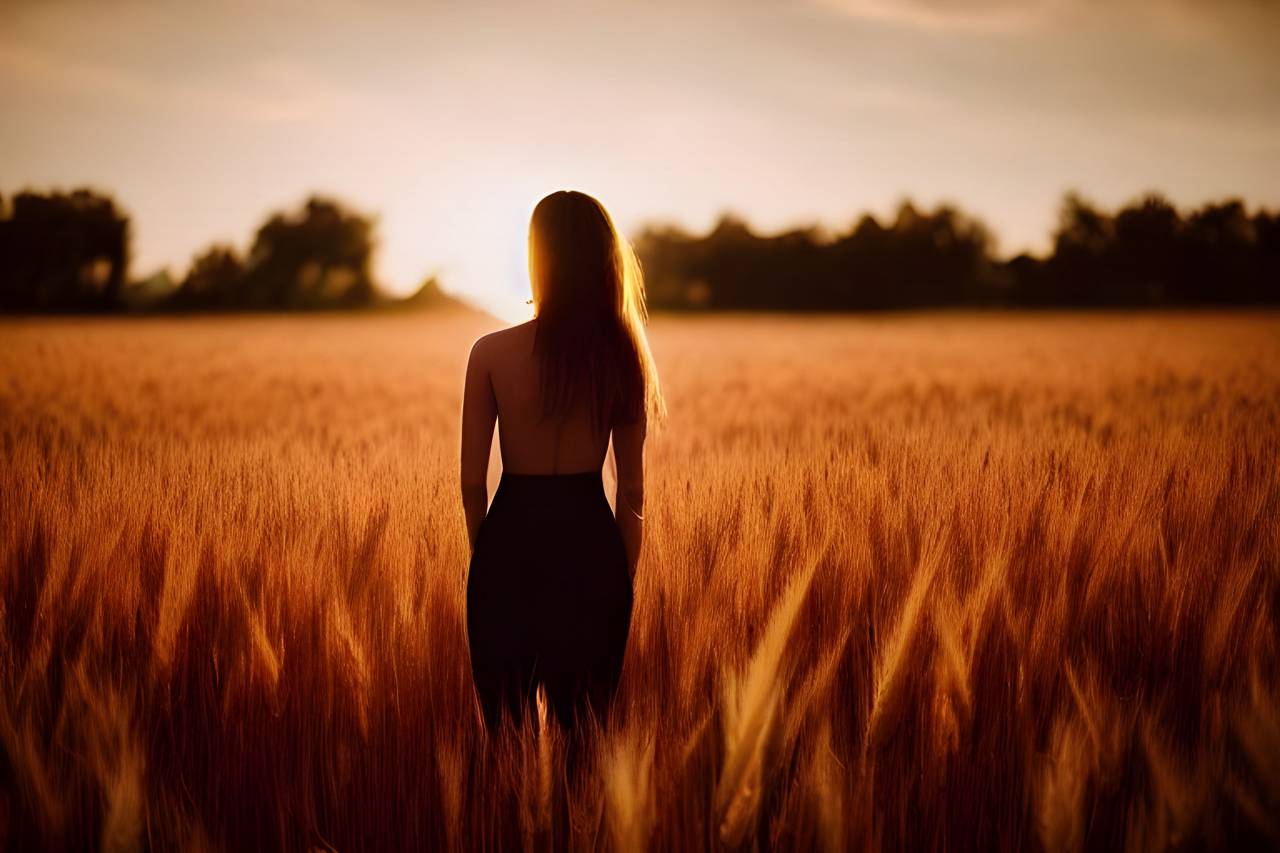 🥇 Image of summer women sunset one person nature woman;wheat field ...