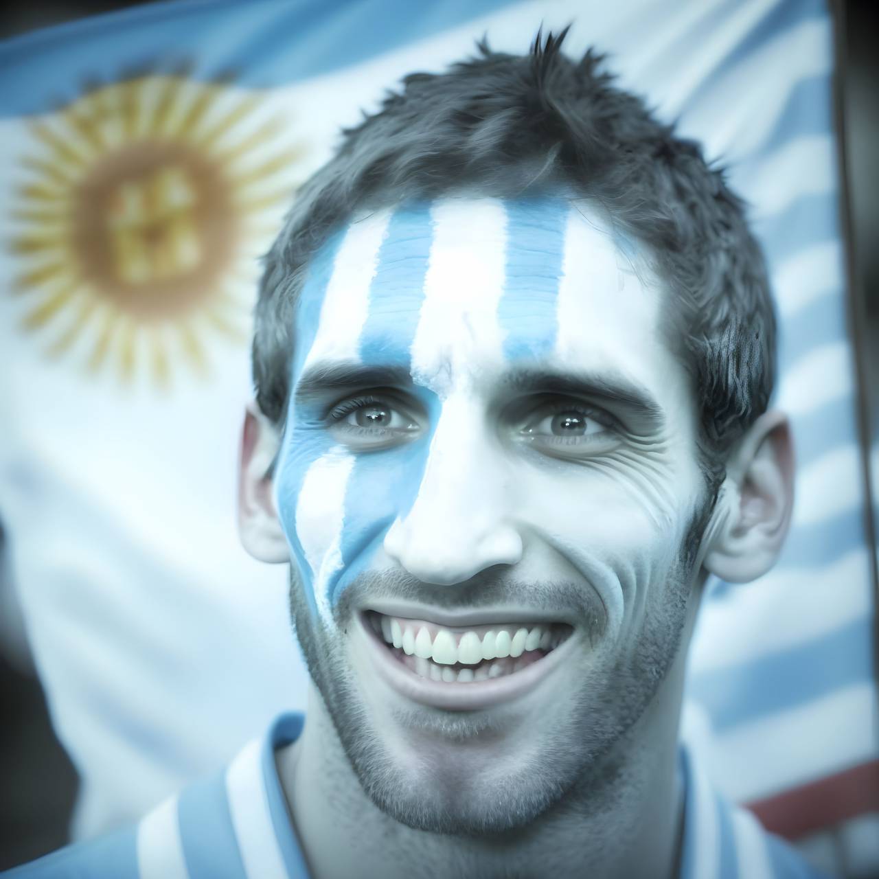 men, sport, soccer, face paint, human face, males, adult, caucasian ethnicity, fan, enthusiast, spectator, blue, competitive sport, looking at camera, competition, supporter, 