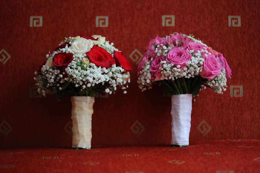 Ramo de boda, sofá, sala de estar, ramo
