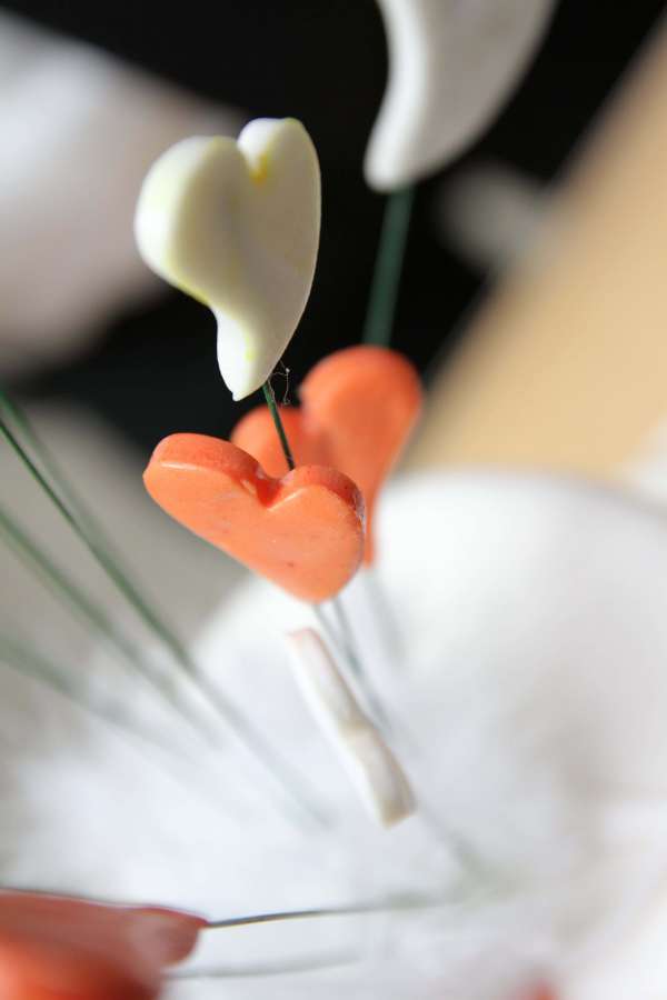 close-up, hearts, sticks, ?wedding? cake, food 