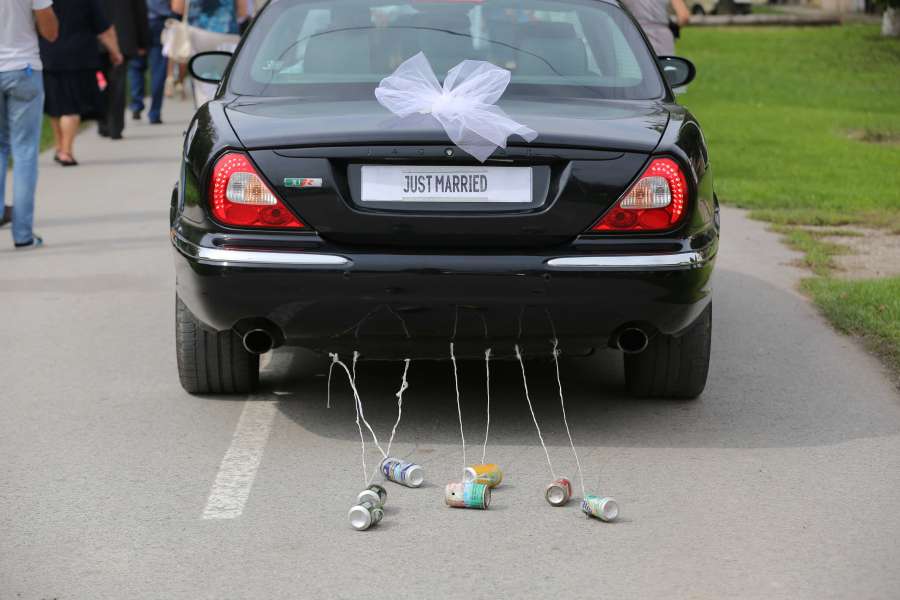 coche, multitud, lujo, matrimonio, casado