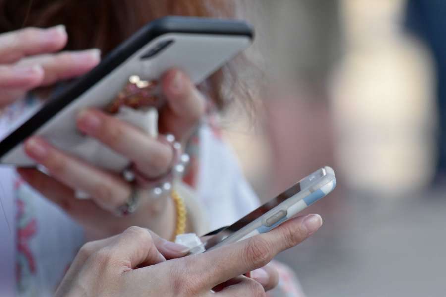 girls, hands, mobile phone, touch, woman 