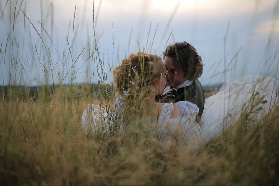 wife, just married, husband, laying, grass 