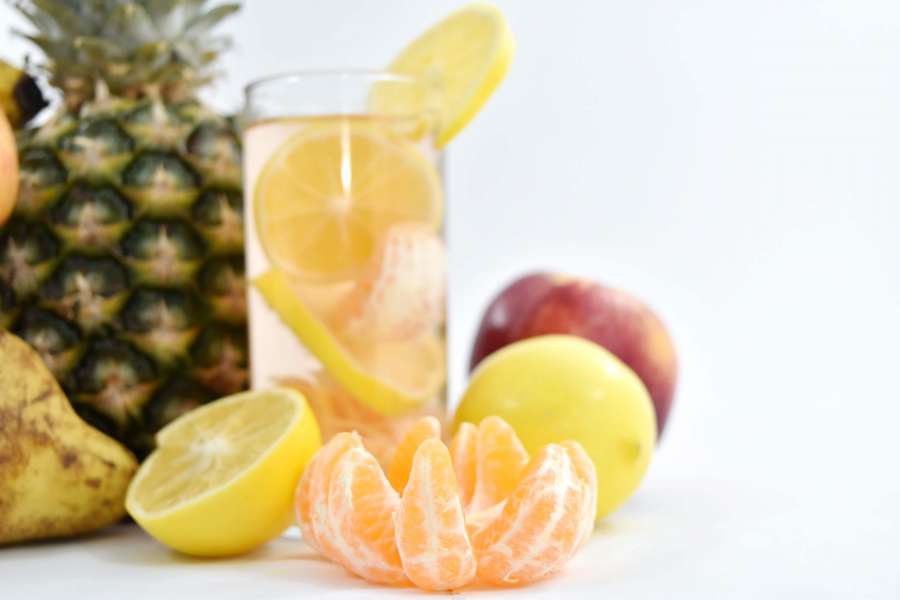 cocktails, lemon, lemonade, pear, slices 