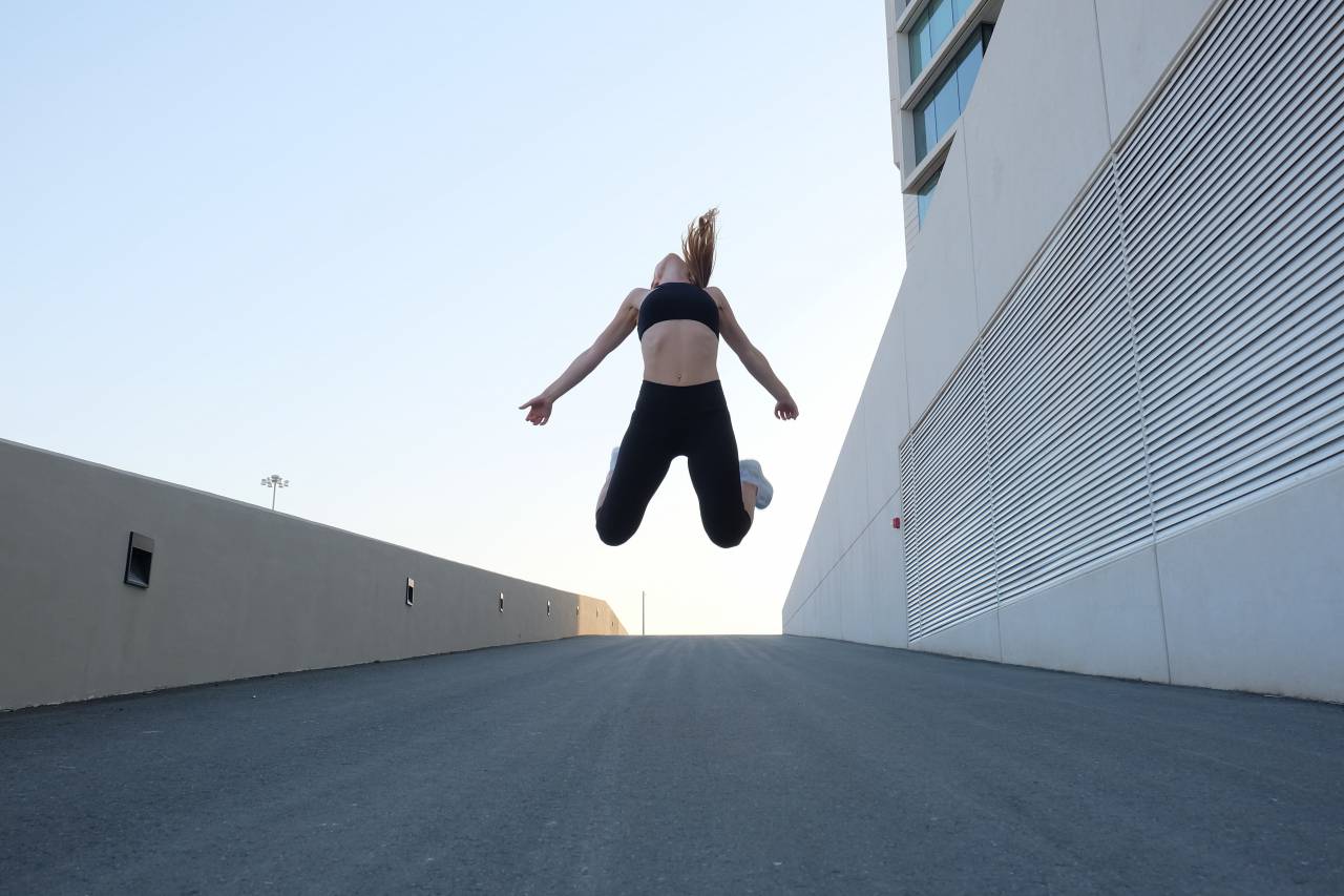 fitness, woman, jumping, street, road, lycra, healthy, fit, run, jog
, 