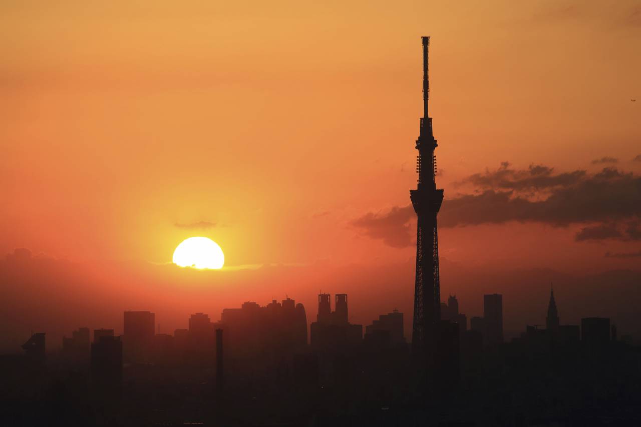 sunset, dusk, sky, clouds, cityscape, orange, buildings, architecture, skyline, towers, high rises, silhouette, landscape, nature
, 