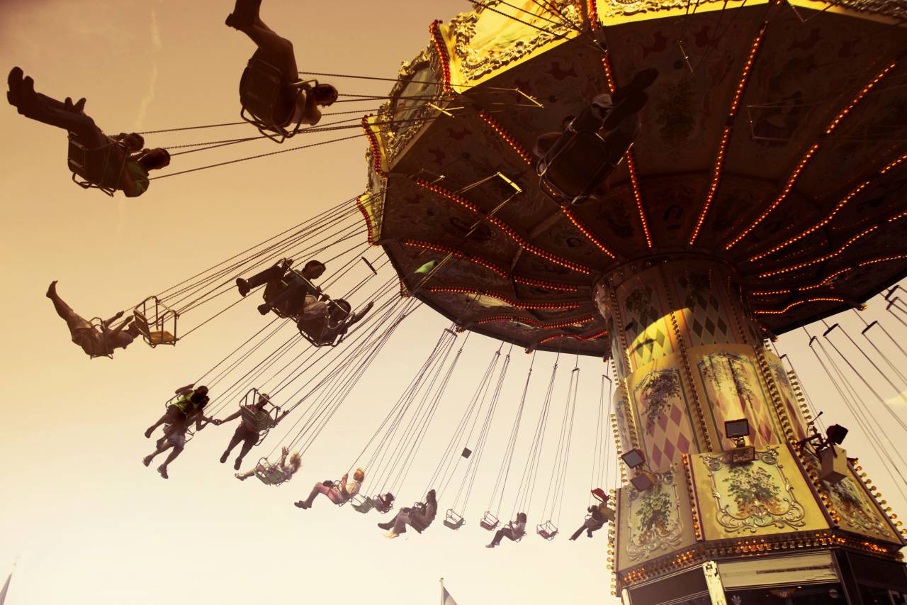 fun, carousel, carnival, chairs, daylight, lights, outdoors, people, theme park
, 