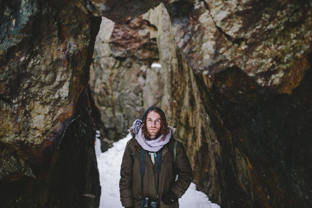 rocks, cave, snow, winter, cold, weather, people, man, guy, travel
, 