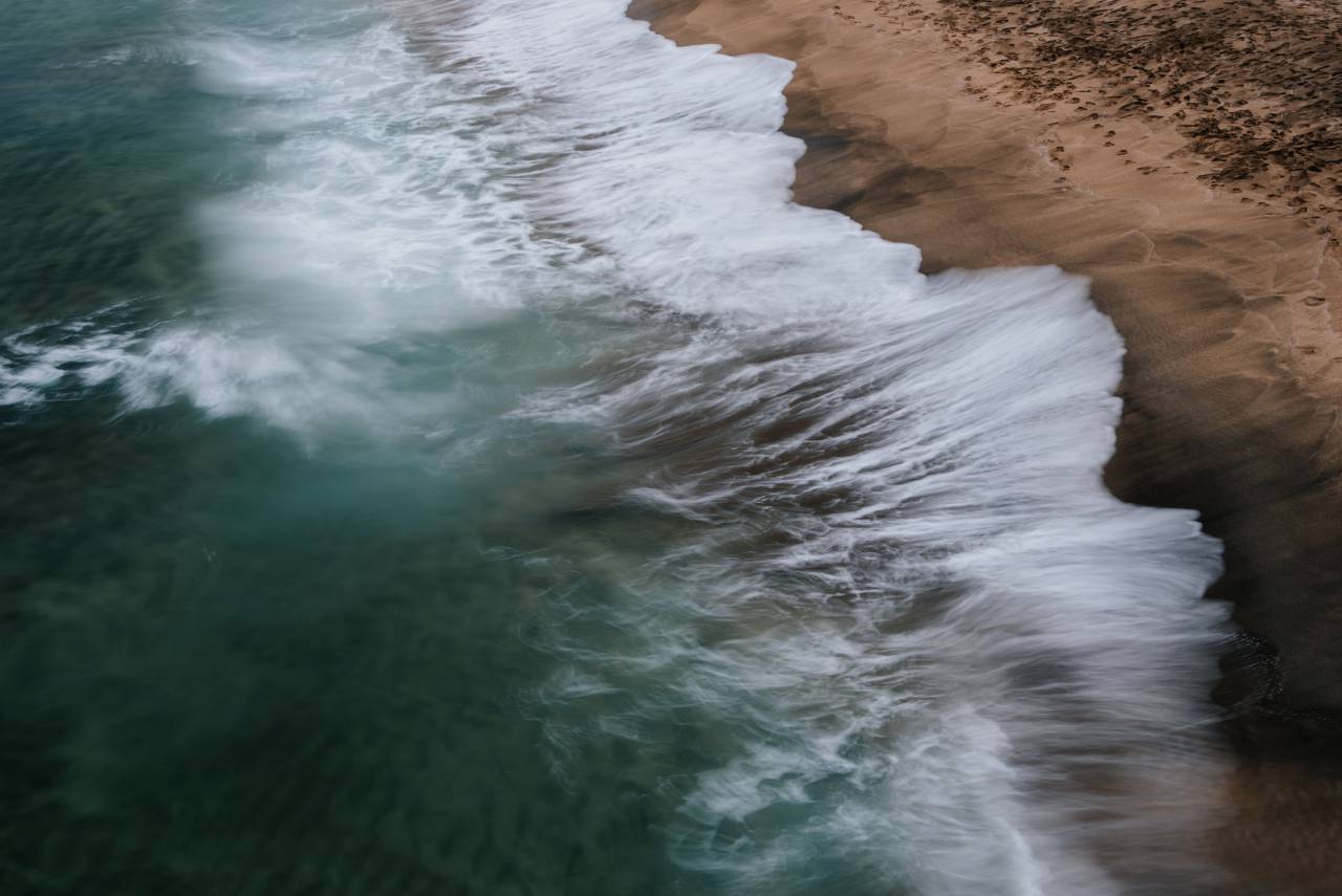 mar, agua, océano, playa, ola, naturaleza, arena, huellas,