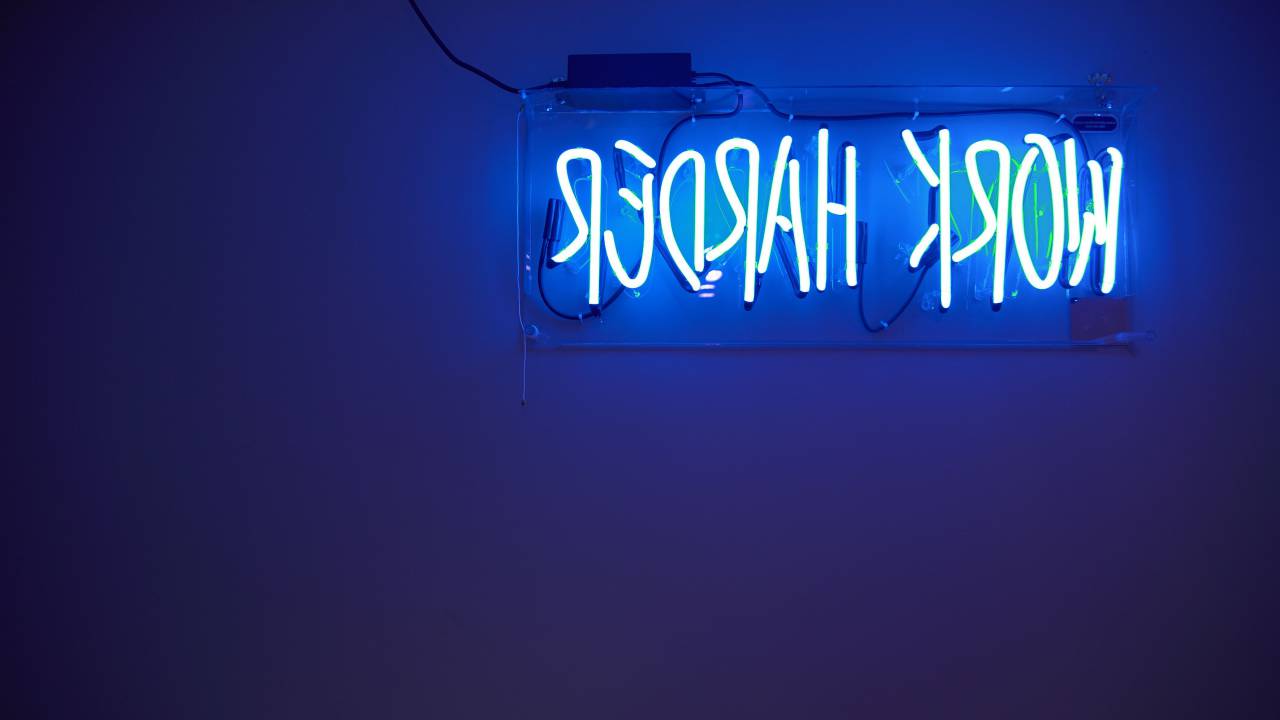 azul, pared, neón, luz, señal,
