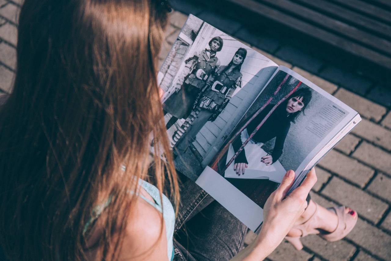 people, woman, girl, brown, hair, reading, magazine, fashion
, 