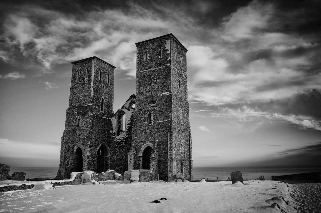 Reculver Towers, Winter, Clouds, Roman, Fort, Hill, church, medieval, castle
, 